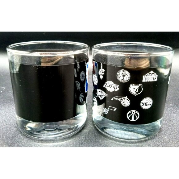 Pair of Jack Daniels Old No 7 NBA Drinking Rocks Glasses Team Logos Barware 3.25 - Picture 8 of 13